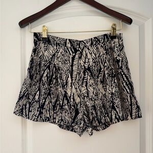 Forever 21 Black and Cream Printed High-Waist Shorts